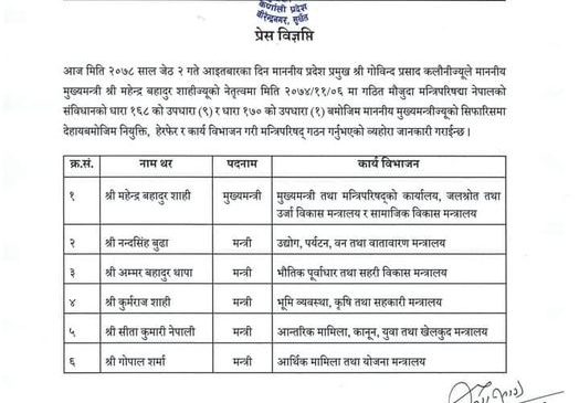 कर्णालीमा थपिए माओवादी केन्द्रका दुई मन्त्री