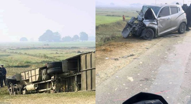 तीन सवारी साधन ठोक्किँदा दुई जनाको मृत्यु, १२ घाइते