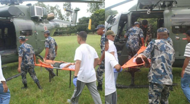 बस दुर्घटना: ६ गम्भीर घाइते हेलिकोप्टरमार्फत काठमाडौं ल्याइयो